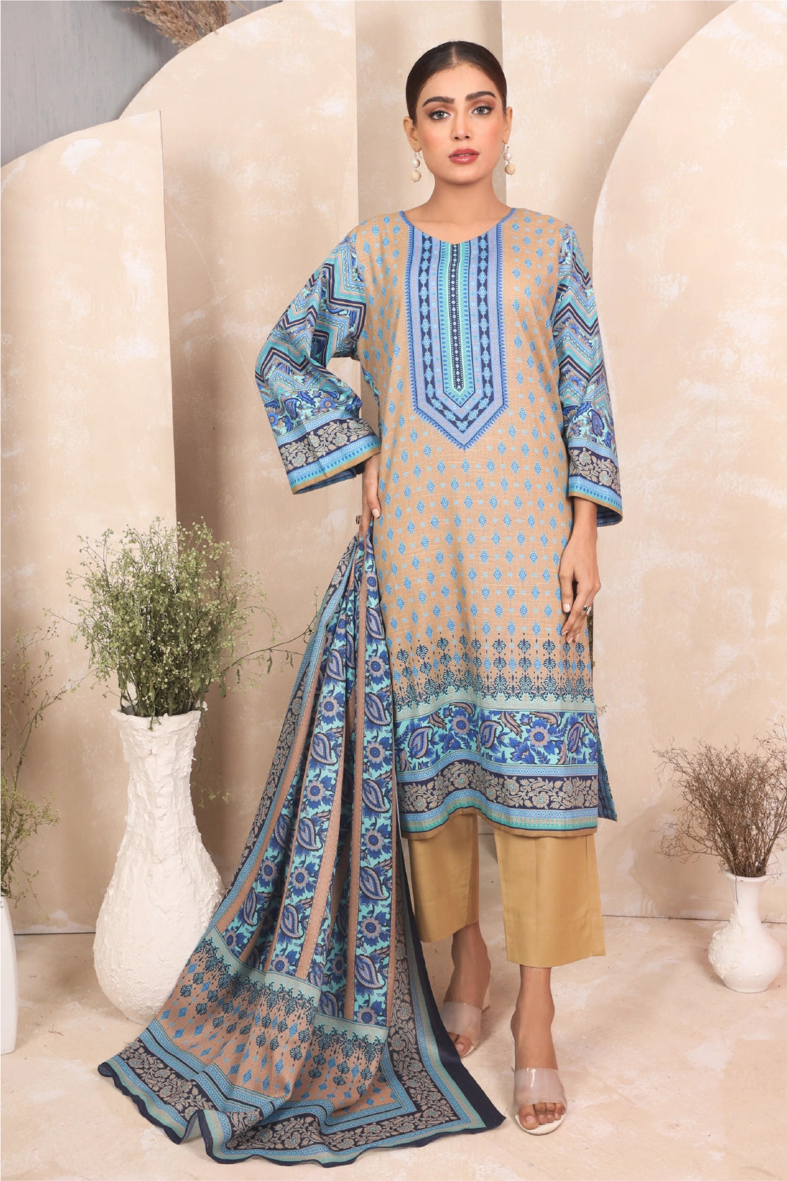 3 PIECE - PRINTED KHADDAR - 4047-B