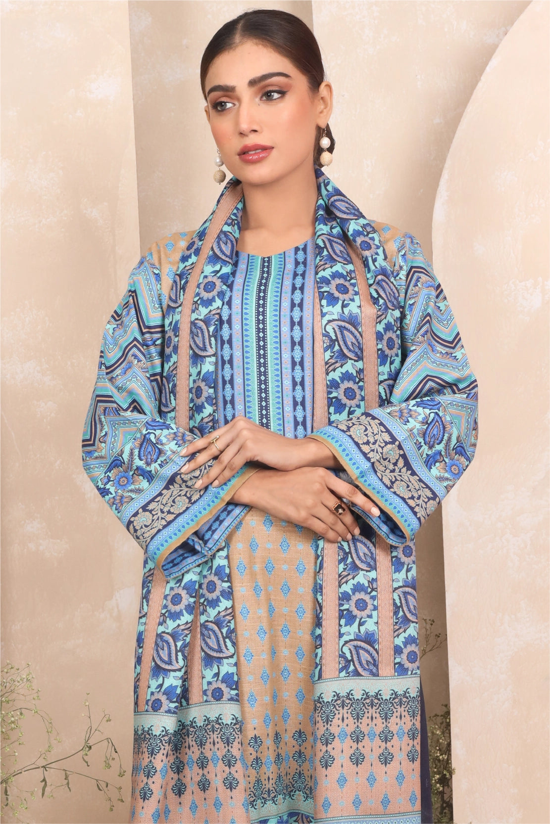 3 PIECE - PRINTED KHADDAR - 4047-B