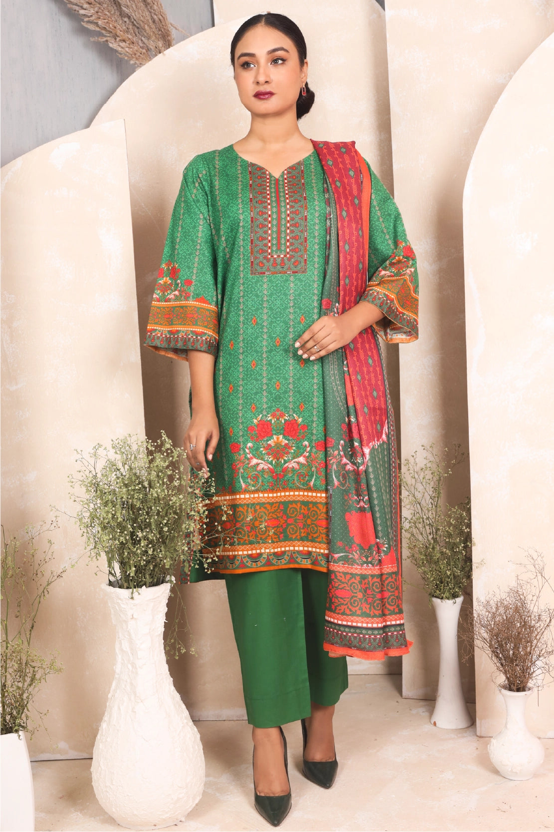3 PIECE - PRINTED KHADDAR - 4048-A