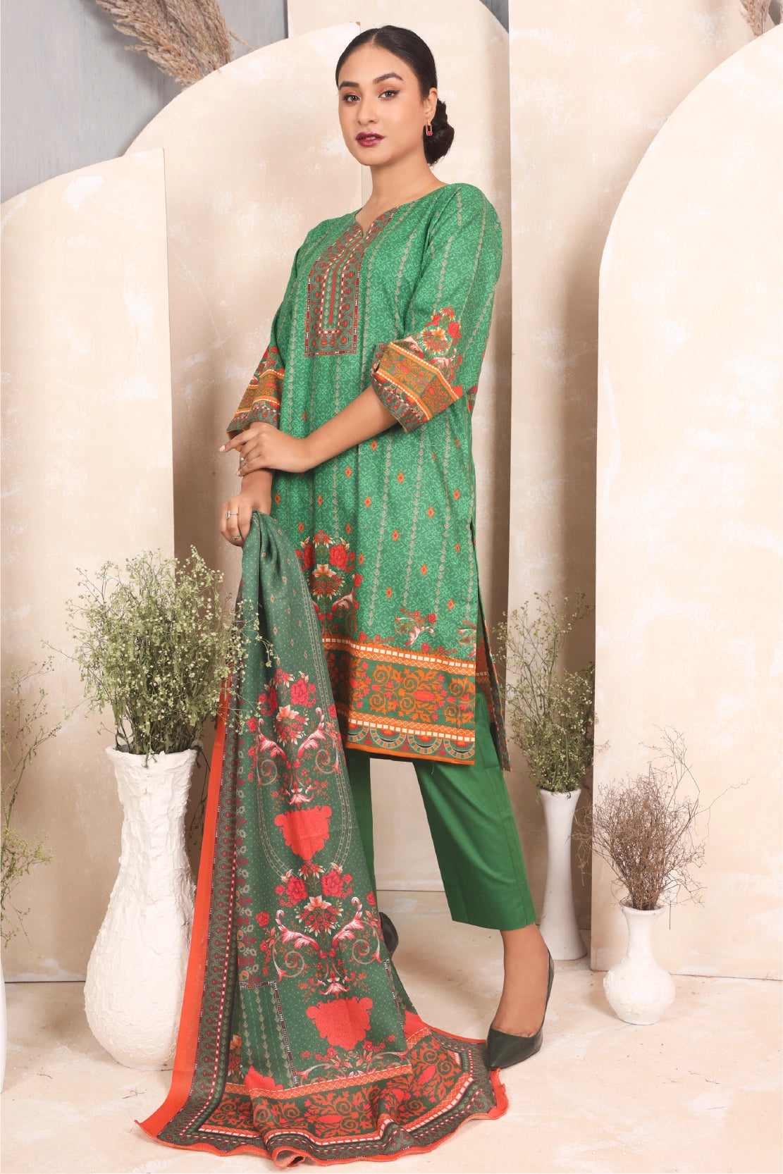 3 PIECE - PRINTED KHADDAR - 4048-A