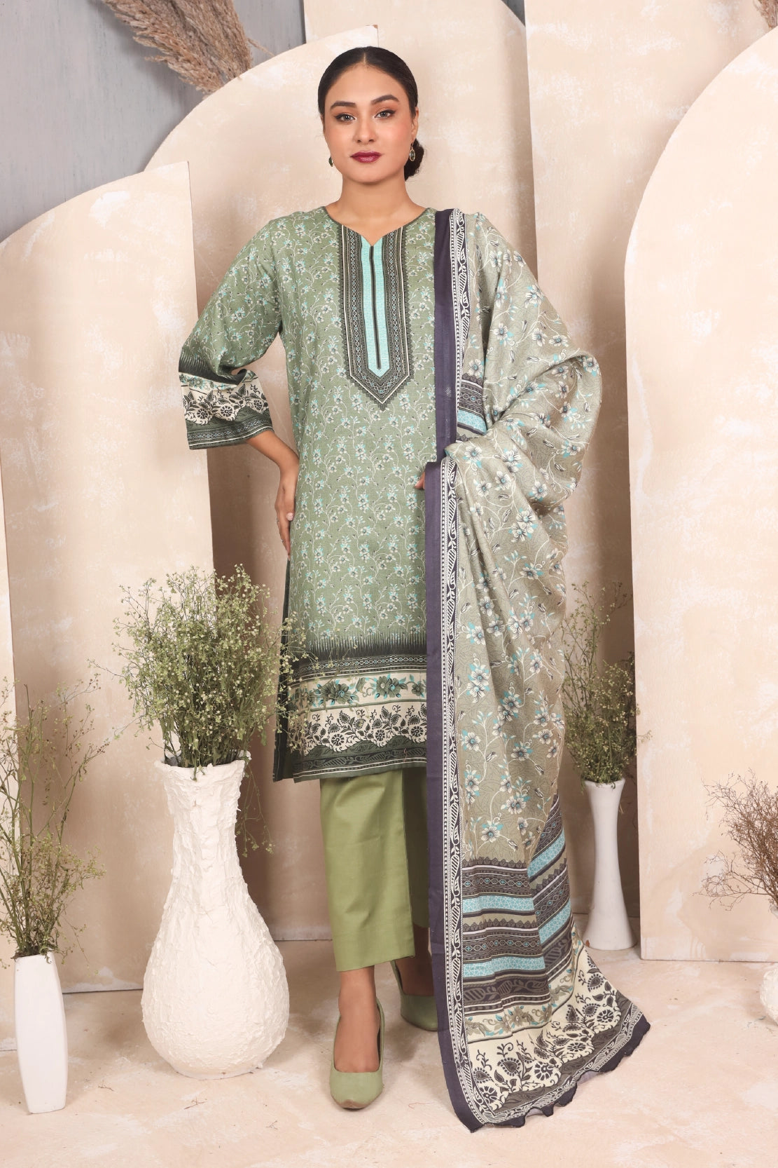 3 PIECE - PRINTED KHADDAR - 4049-B