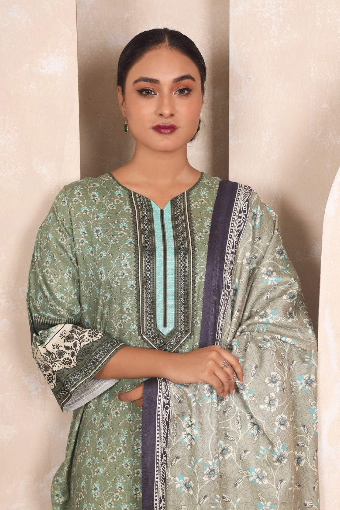 3 PIECE - PRINTED KHADDAR - 4049-B