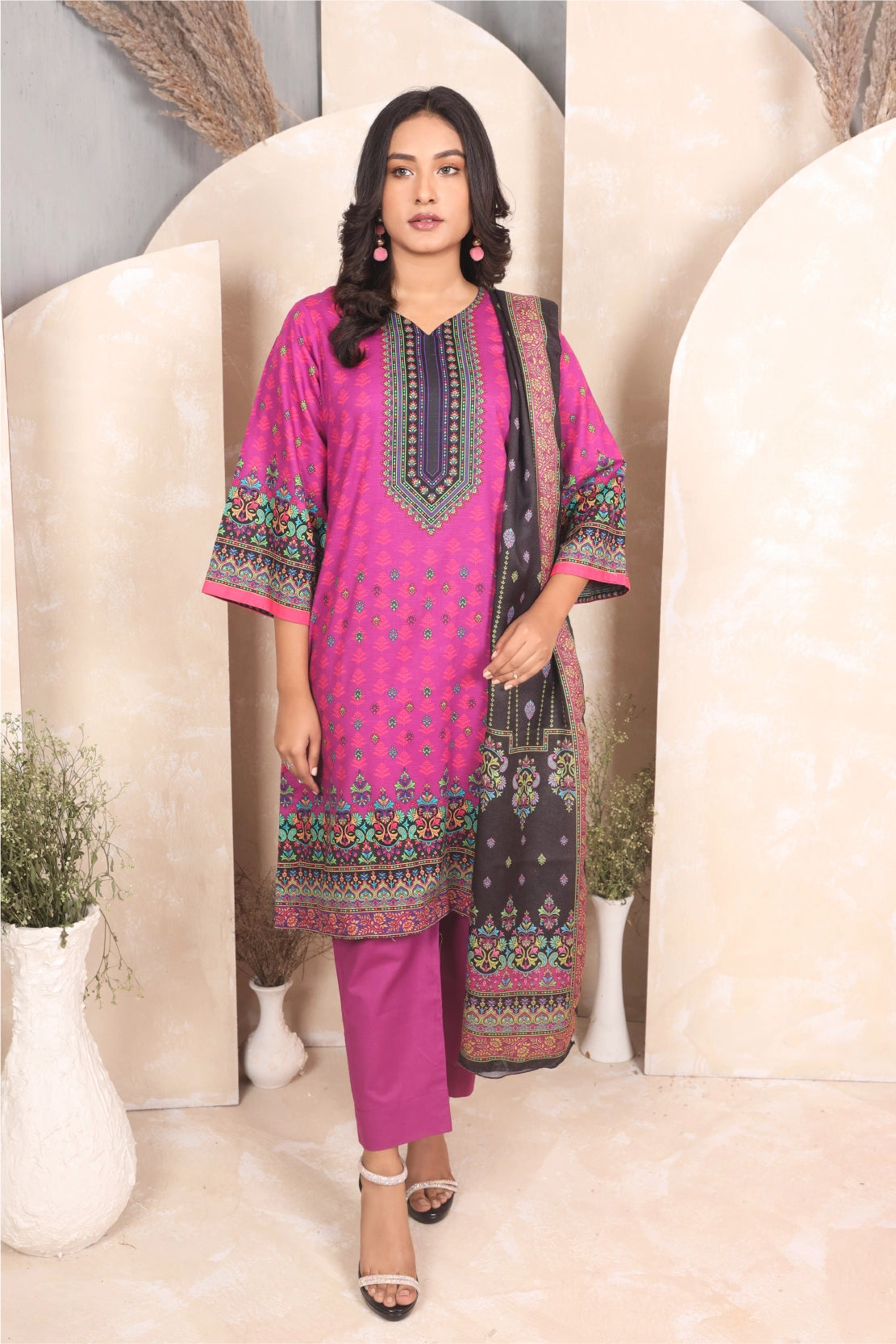 3 PIECE - PRINTED KHADDAR - 4050-B