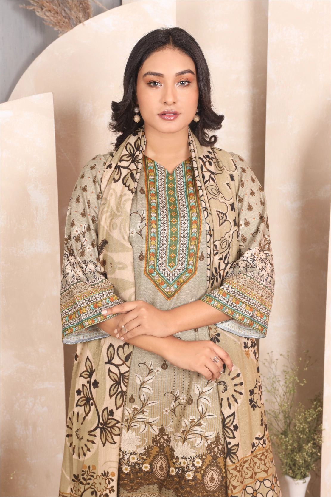 3 PIECE - PRINTED KHADDAR - 4045-A
