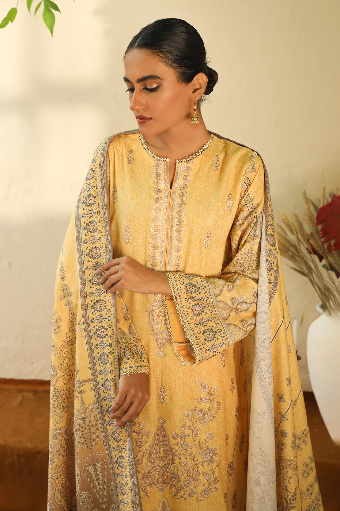 3 Piece – Premium Embroidered Karandi – 8202