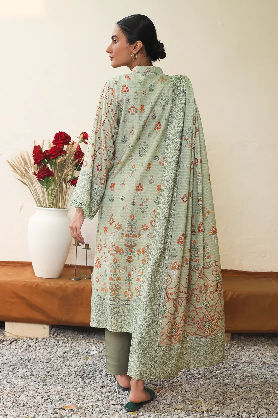 3 Piece – Premium Embroidered Karandi – 8203