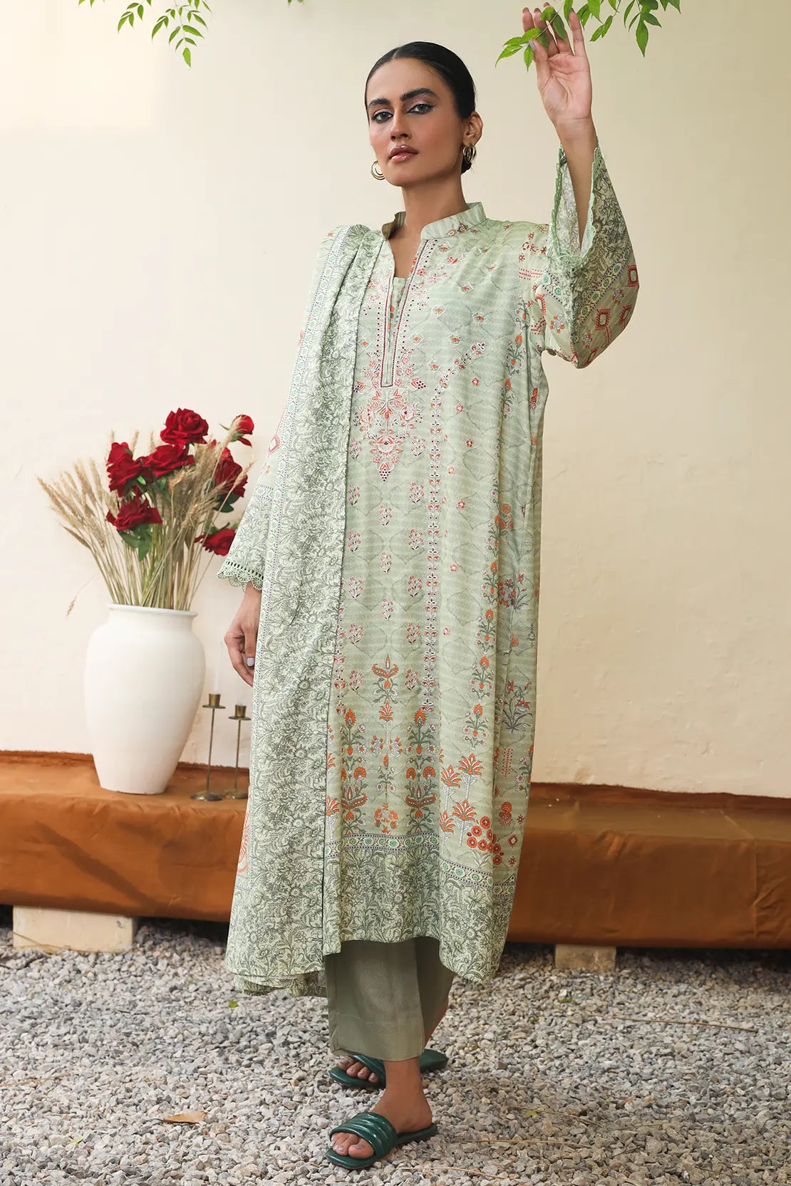 3 Piece – Premium Embroidered Karandi – 8203