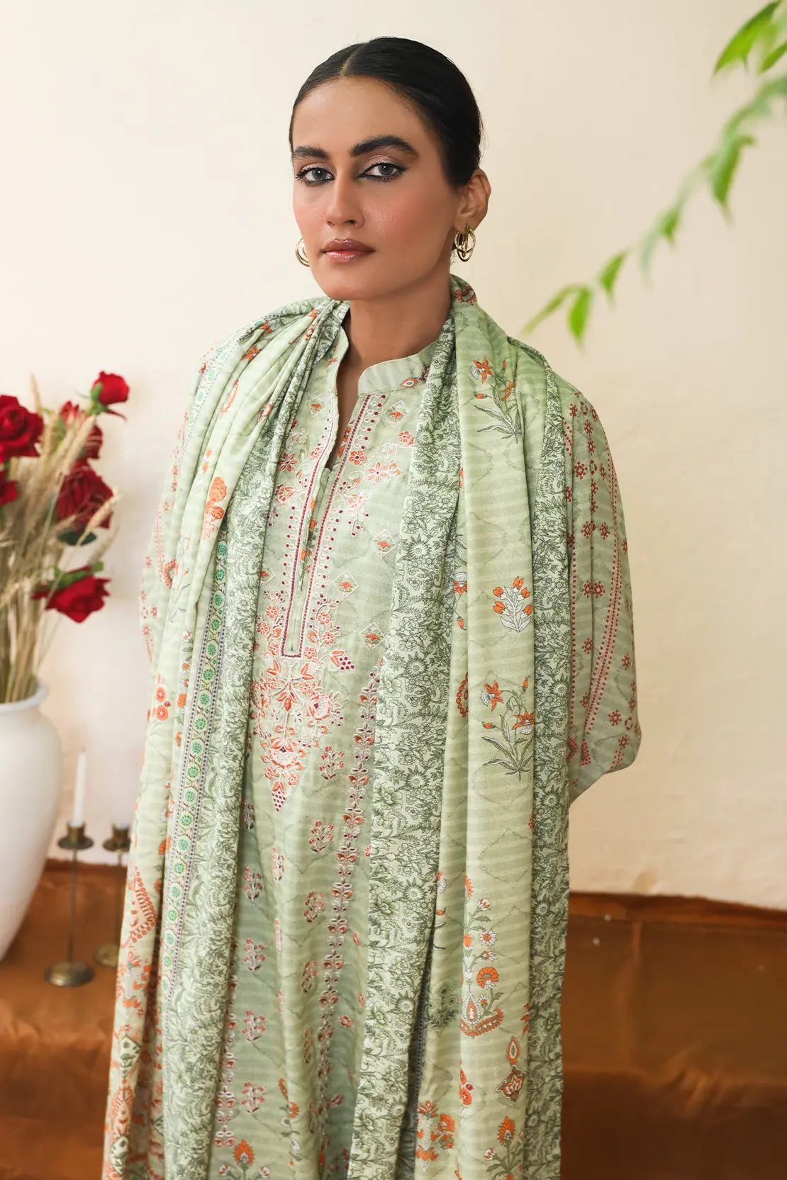 3 Piece – Premium Embroidered Karandi – 8203