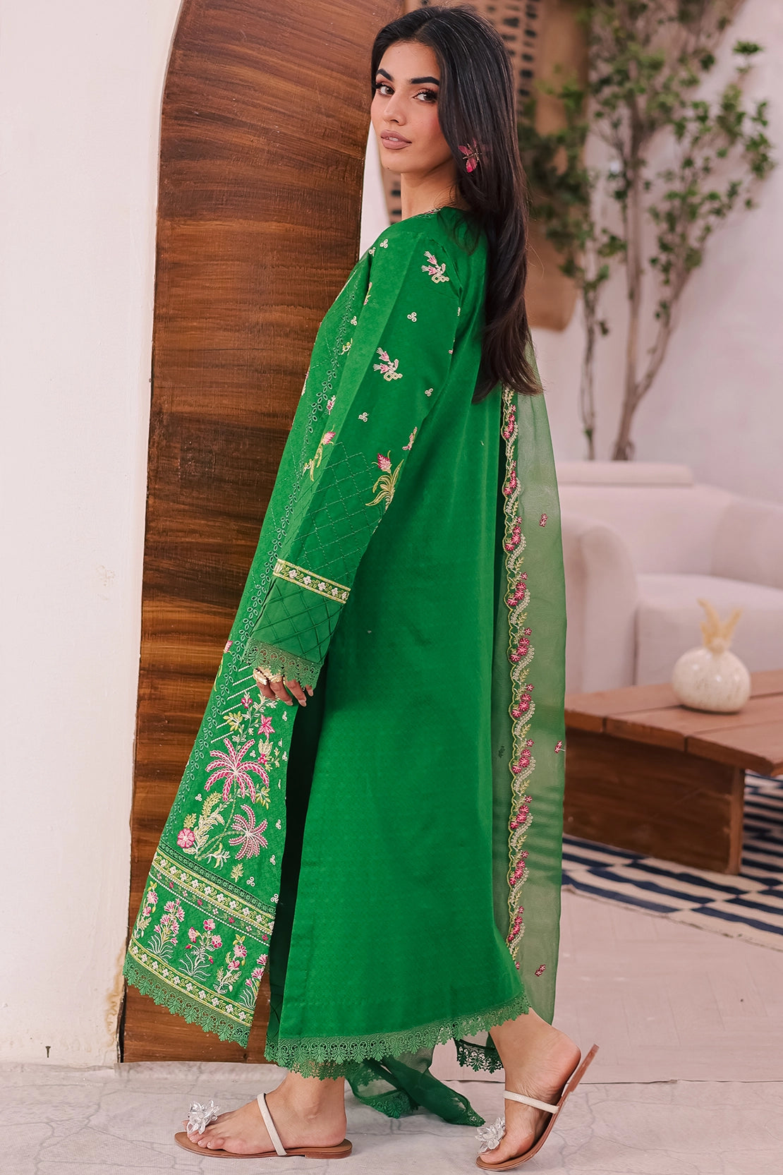 3 Piece - Premium Embroidered Lawn - 451N