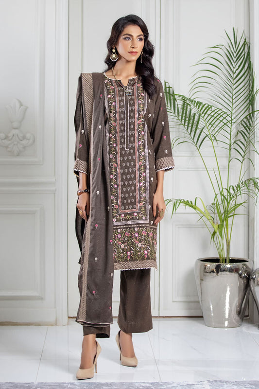 3 Piece - Embroidered Zari Peach - 505