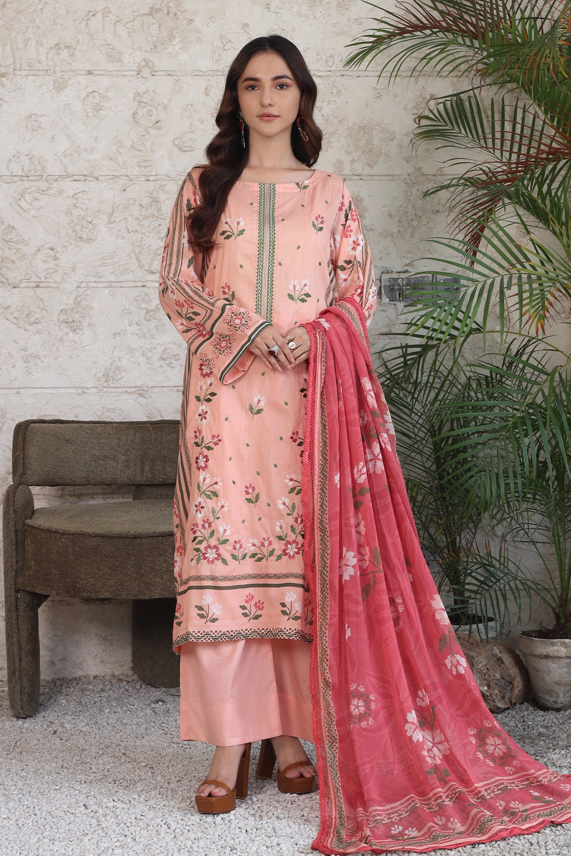 3 PIECE - PREMIUM EMBROIDERED LAWN - 9132