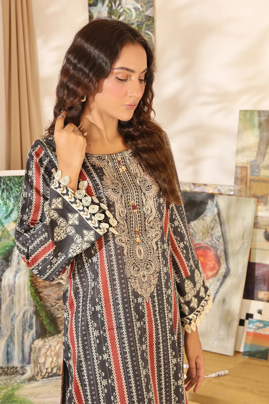 1 Piece - Digitally Printed Lawn Shirt -8051