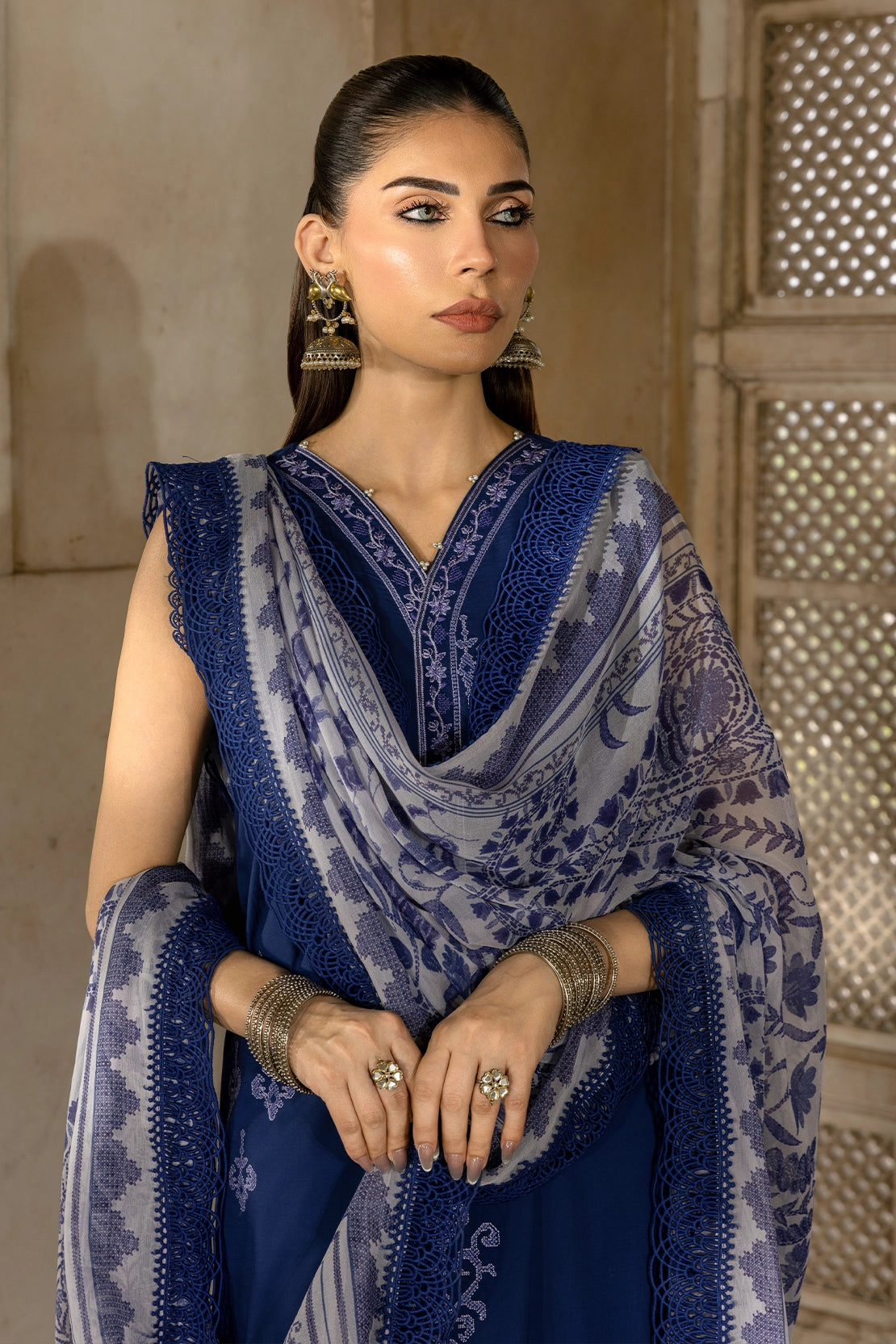 3 Piece - Premium Embroidered Luxury Lawn - 575
