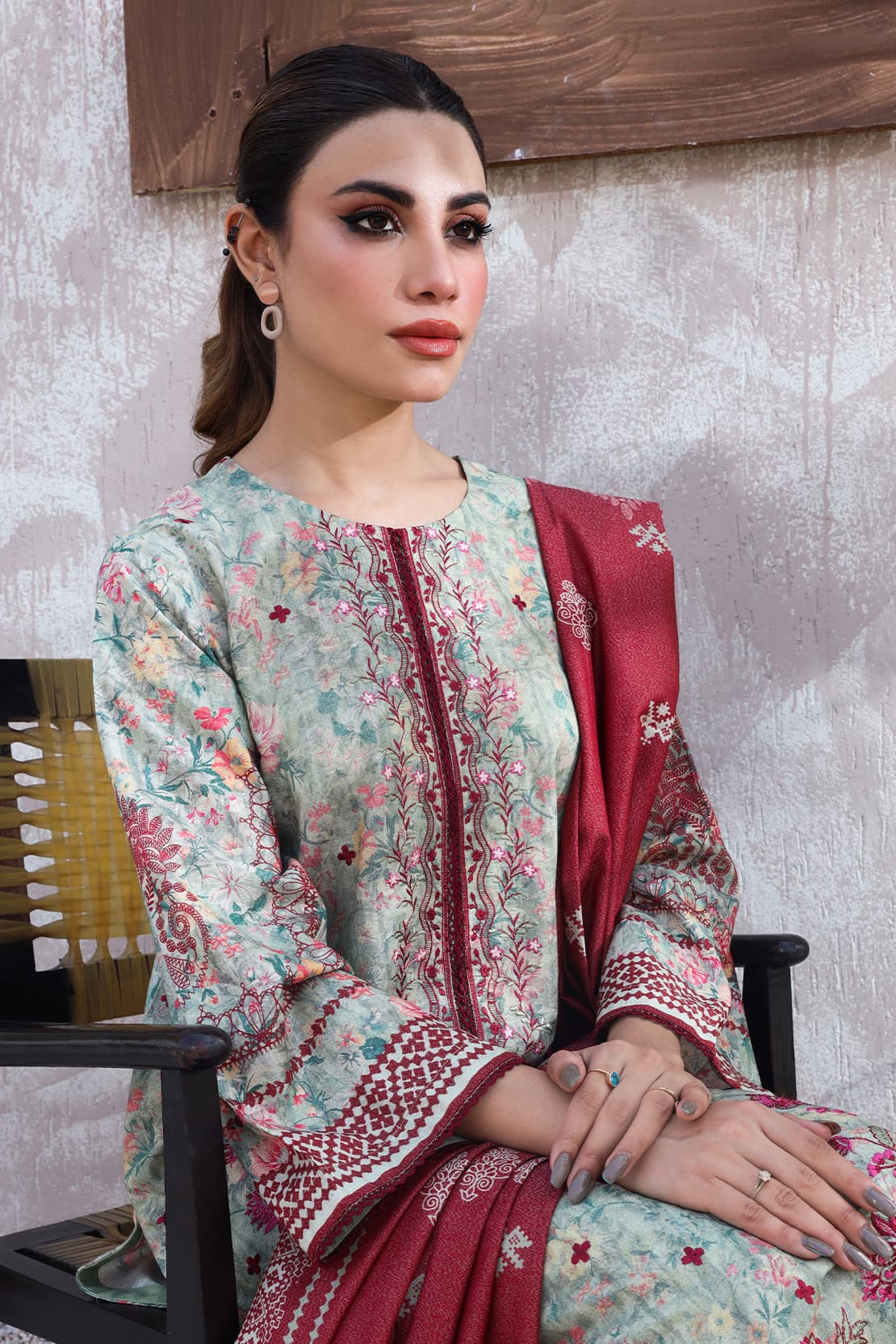 3 Piece – Premium Embroidered Karandi – 8317