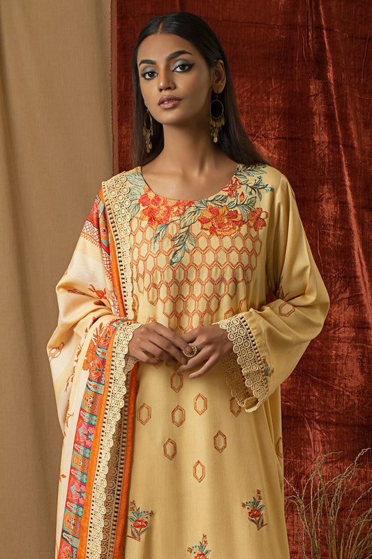 3 Piece – Premium Embroidered Karandi – 8296