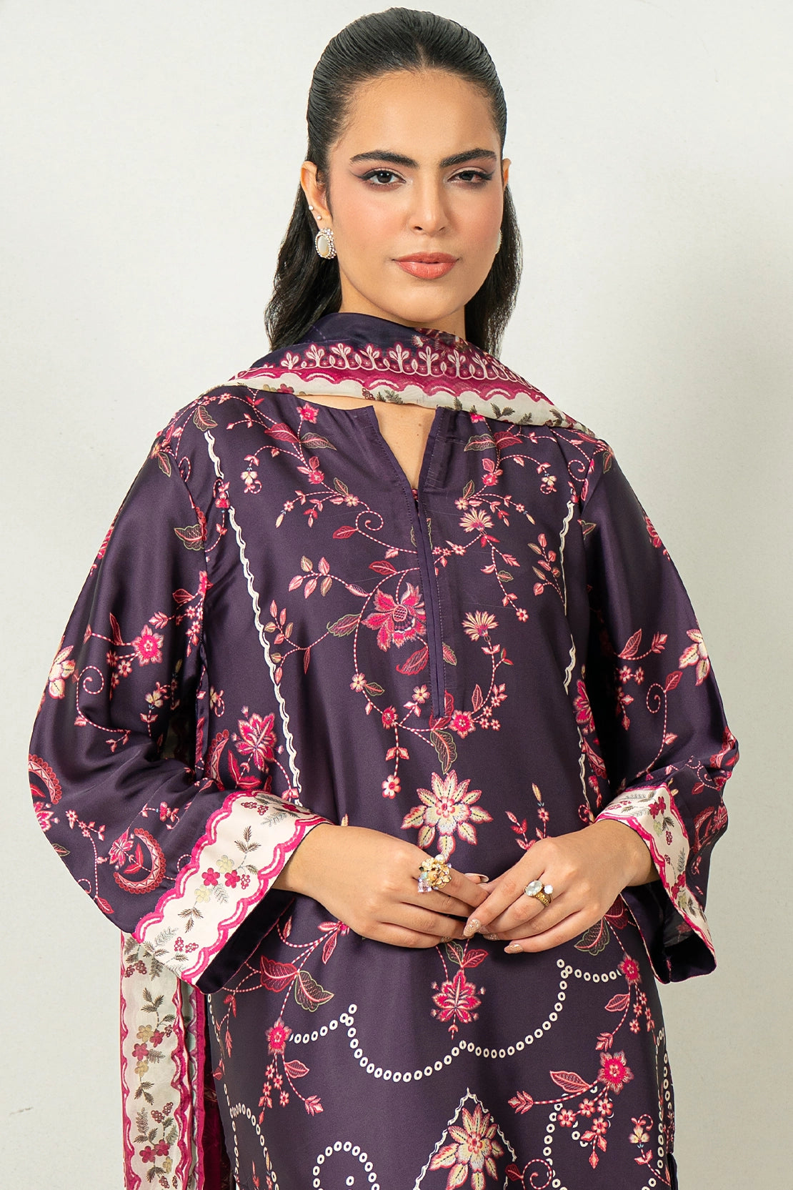 3 Piece - Digitally Printed Silk - 1001