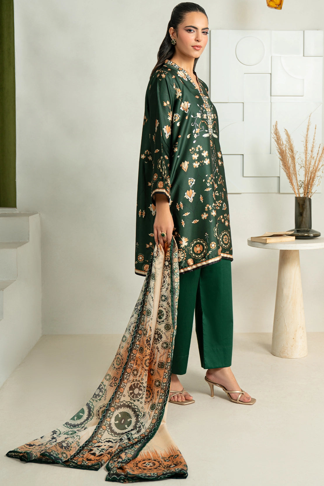 3 Piece - Digitally Printed Silk - 1002