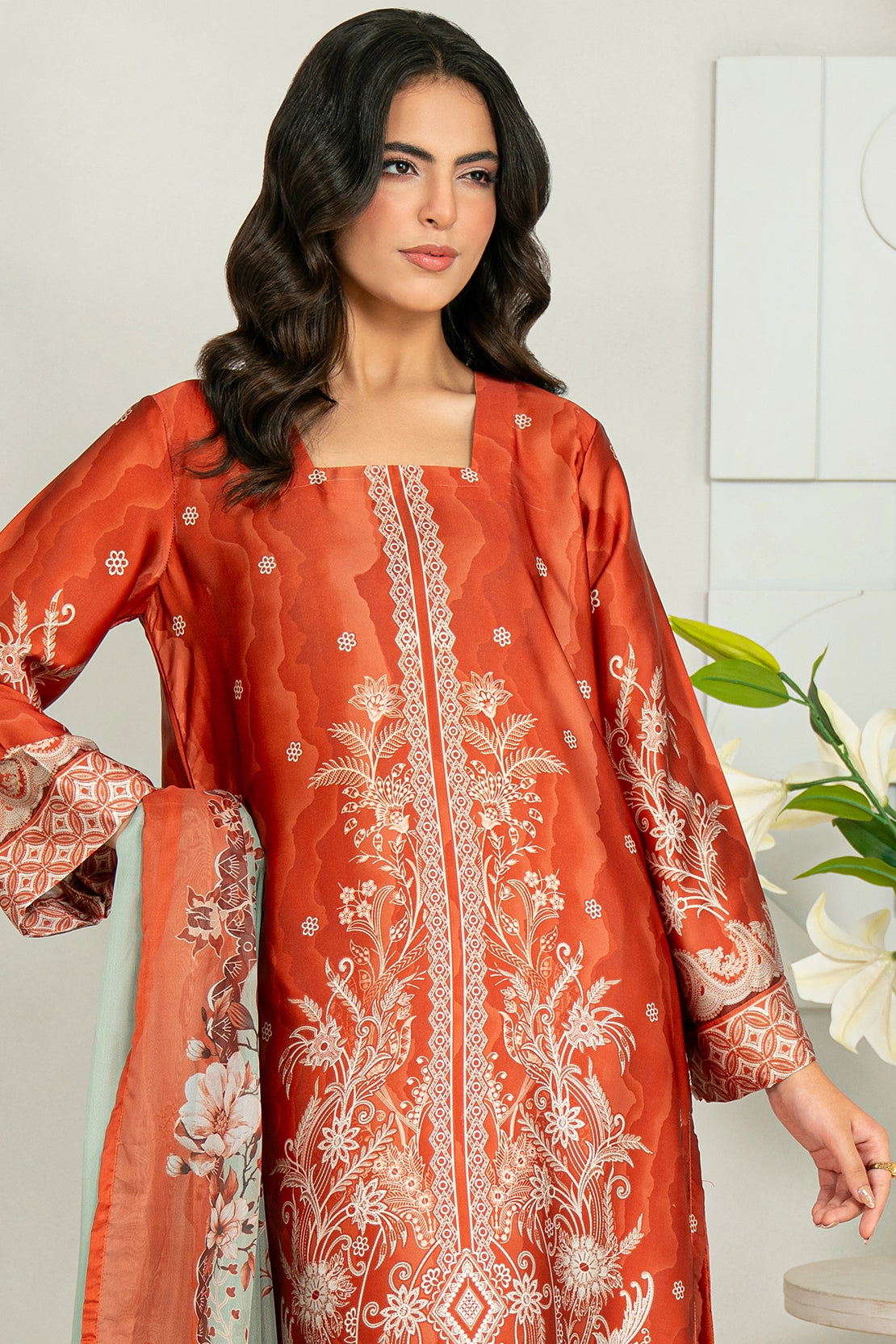 3 Piece - Digitally Printed Silk - 1006