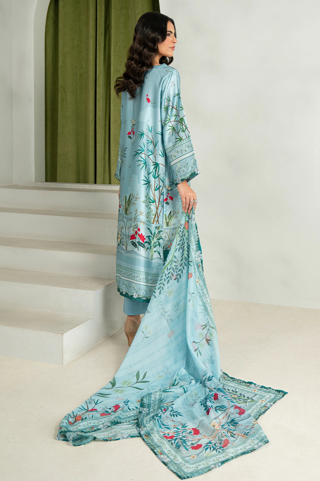 3 Piece - Digitally Printed Silk - 1007