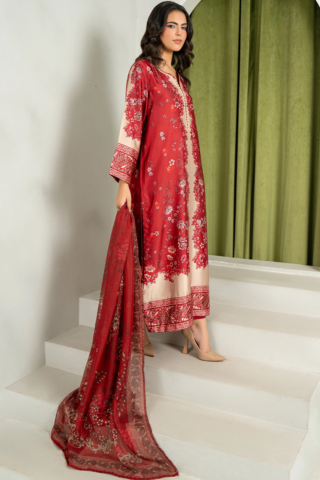 3 Piece - Digitally Printed Silk - 1008