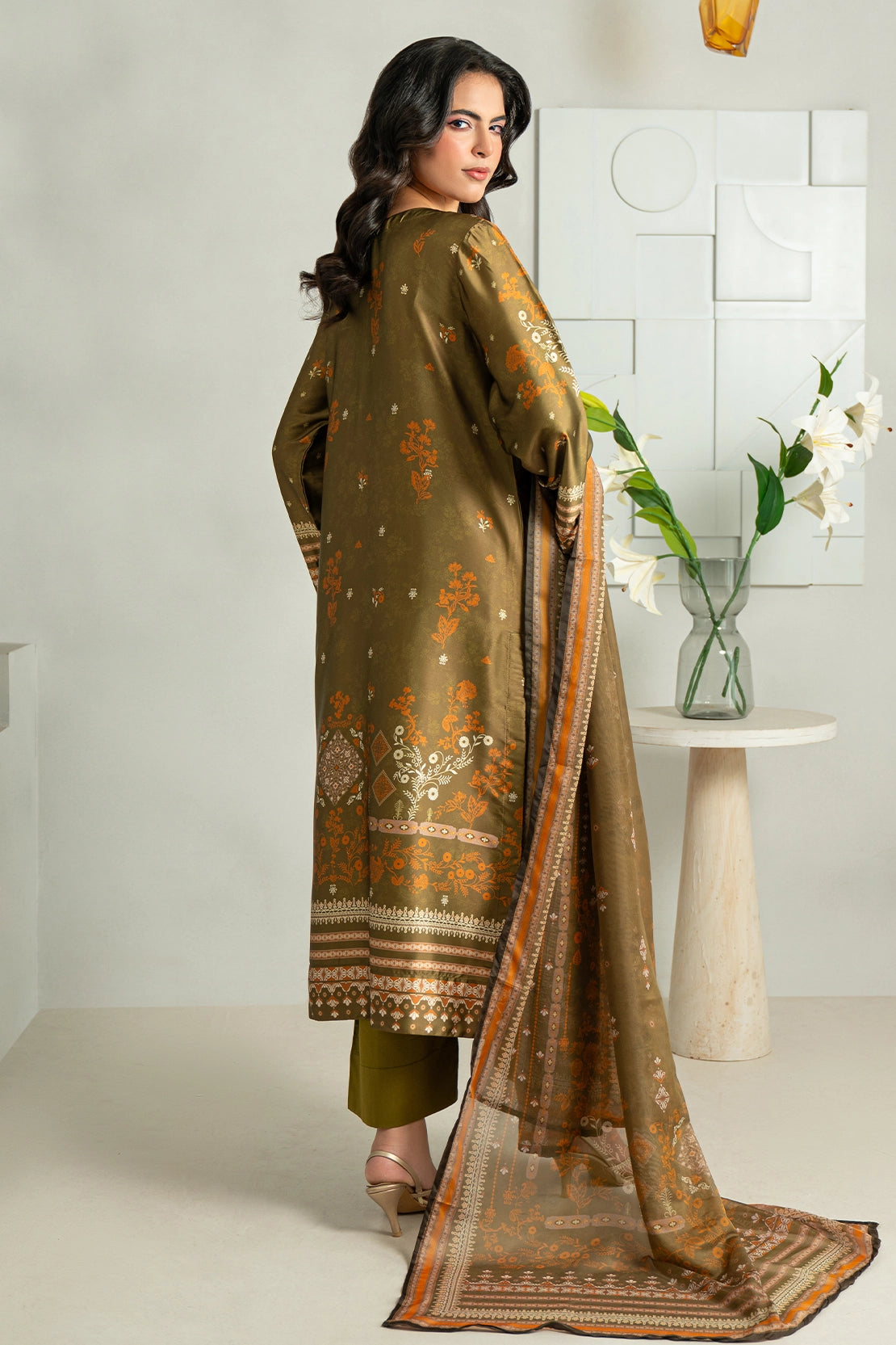3 Piece - Digitally Printed Silk - 1009