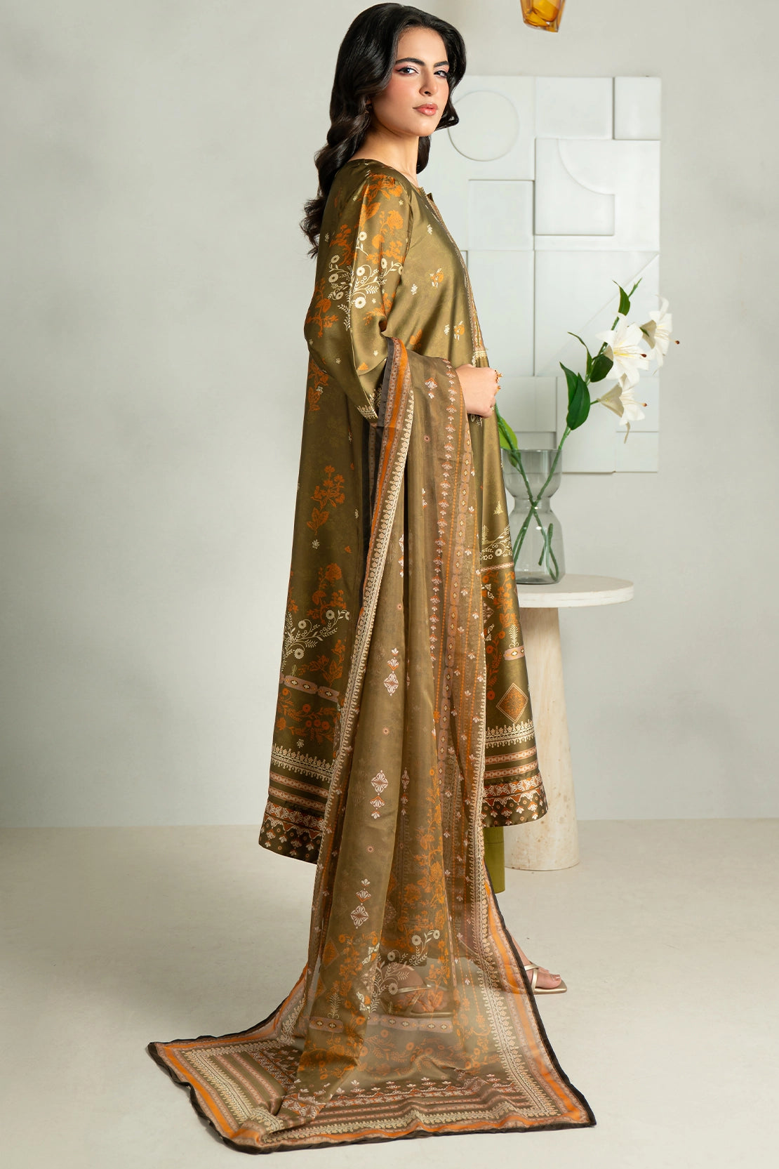 3 Piece - Digitally Printed Silk - 1009