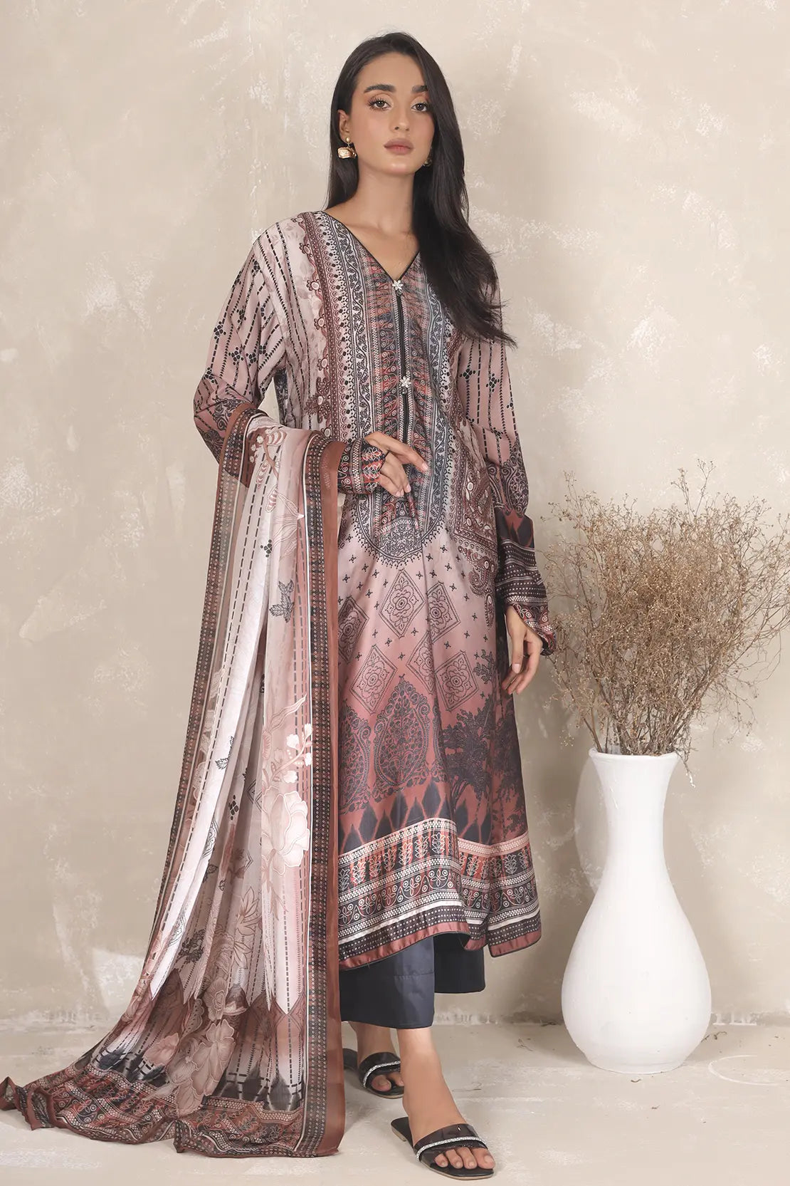 3 Piece – Printed Luxury Silk – 8103