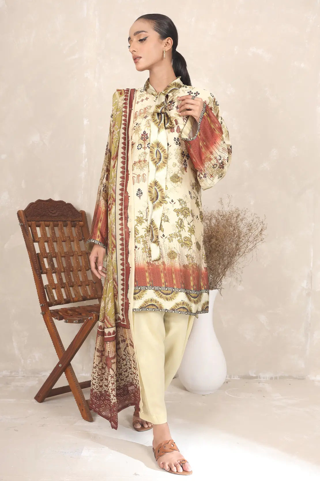 3 Piece – Printed Luxury Silk – 8104