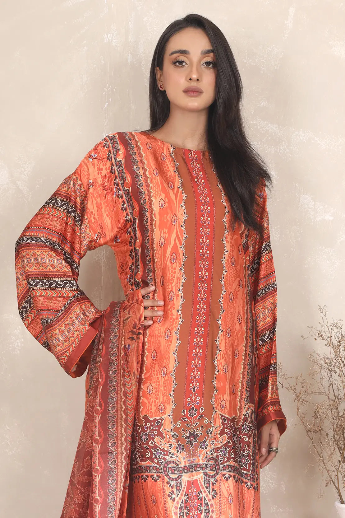 3 Piece – Printed Luxury Silk – 8108