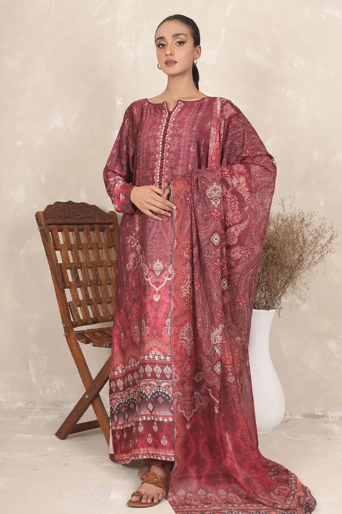3 Piece – Printed Luxury Silk – 8109
