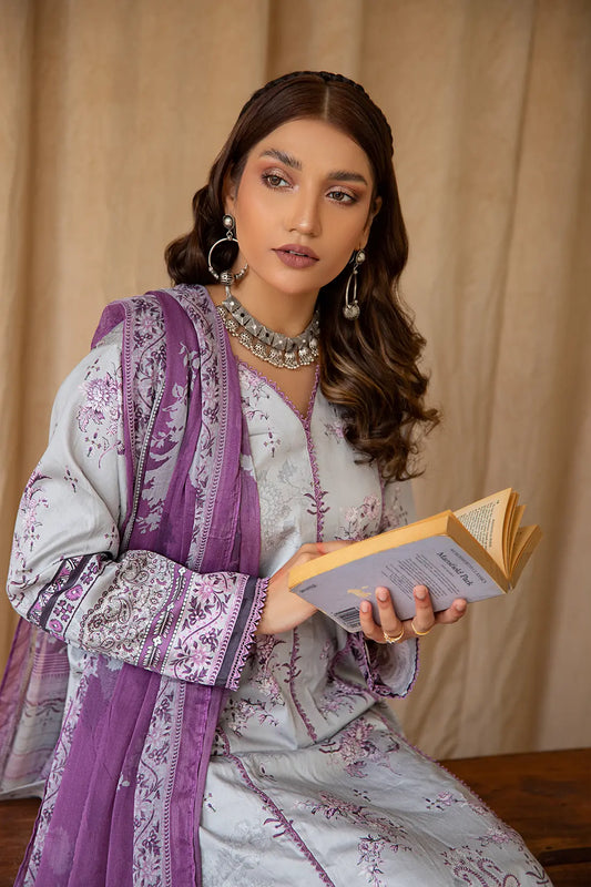 3 Piece – Luxury Printed Cotton Satin – 8240