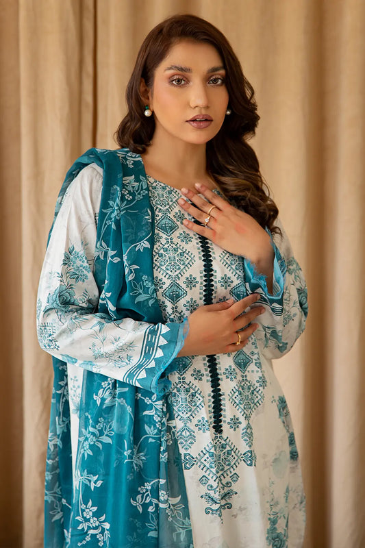 3 Piece – Luxury Printed Cotton Satin – 8233