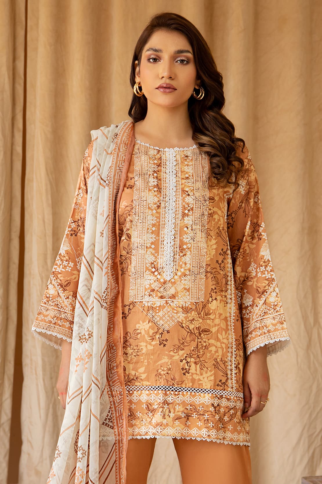 3 Piece – Luxury Printed Cotton Satin – 8237