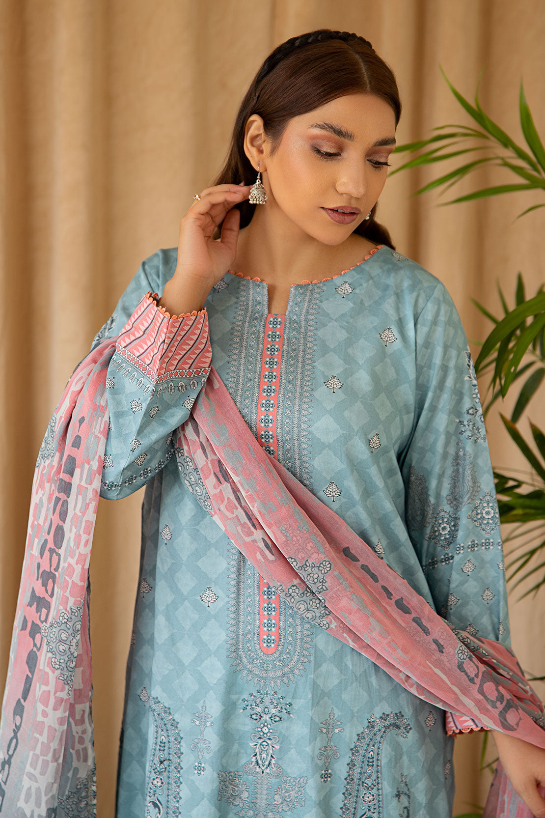 3 Piece – Luxury Printed Cotton Satin – 8238