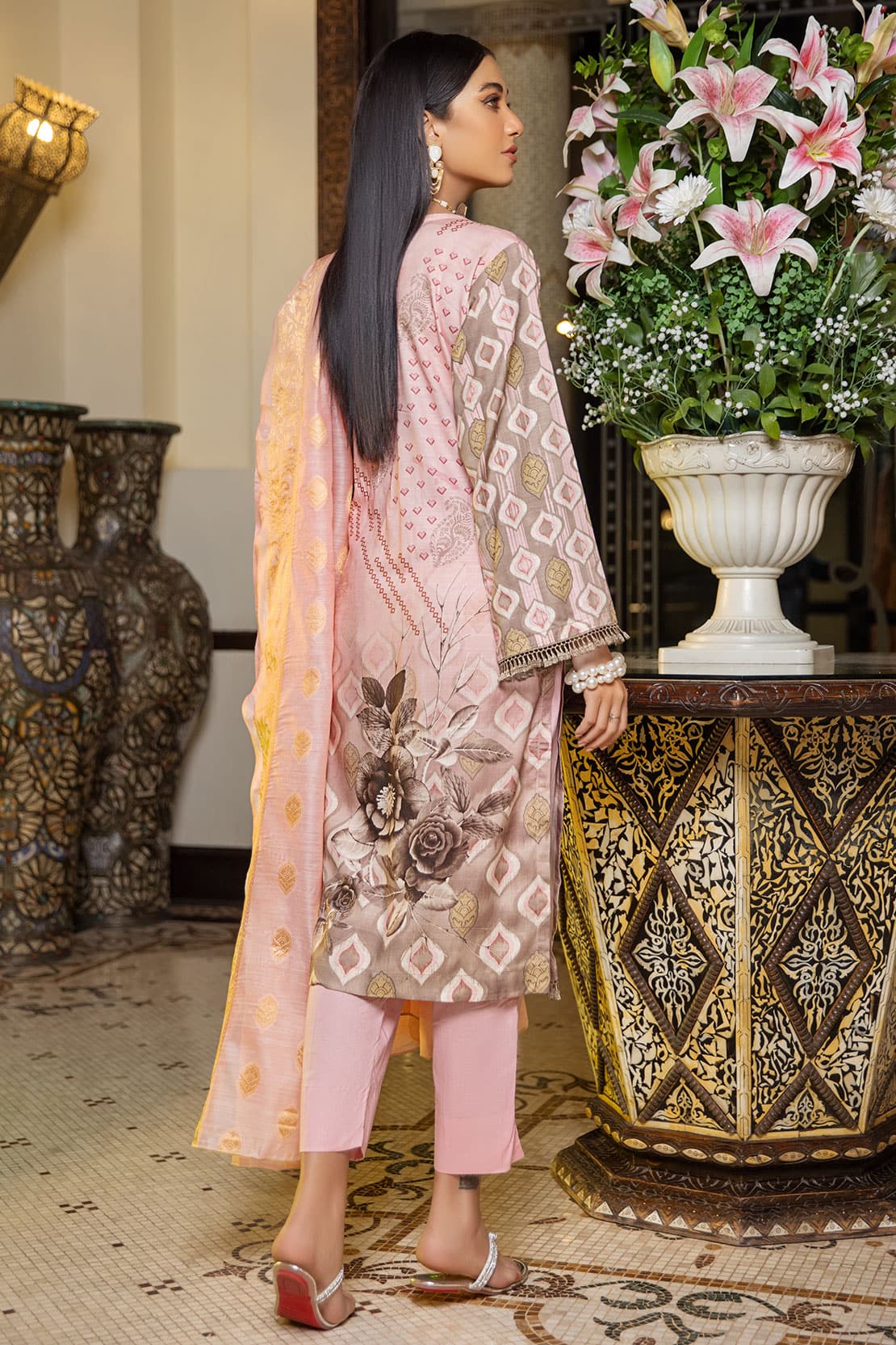 3 Piece - Embroidered Slub Linen - 7087