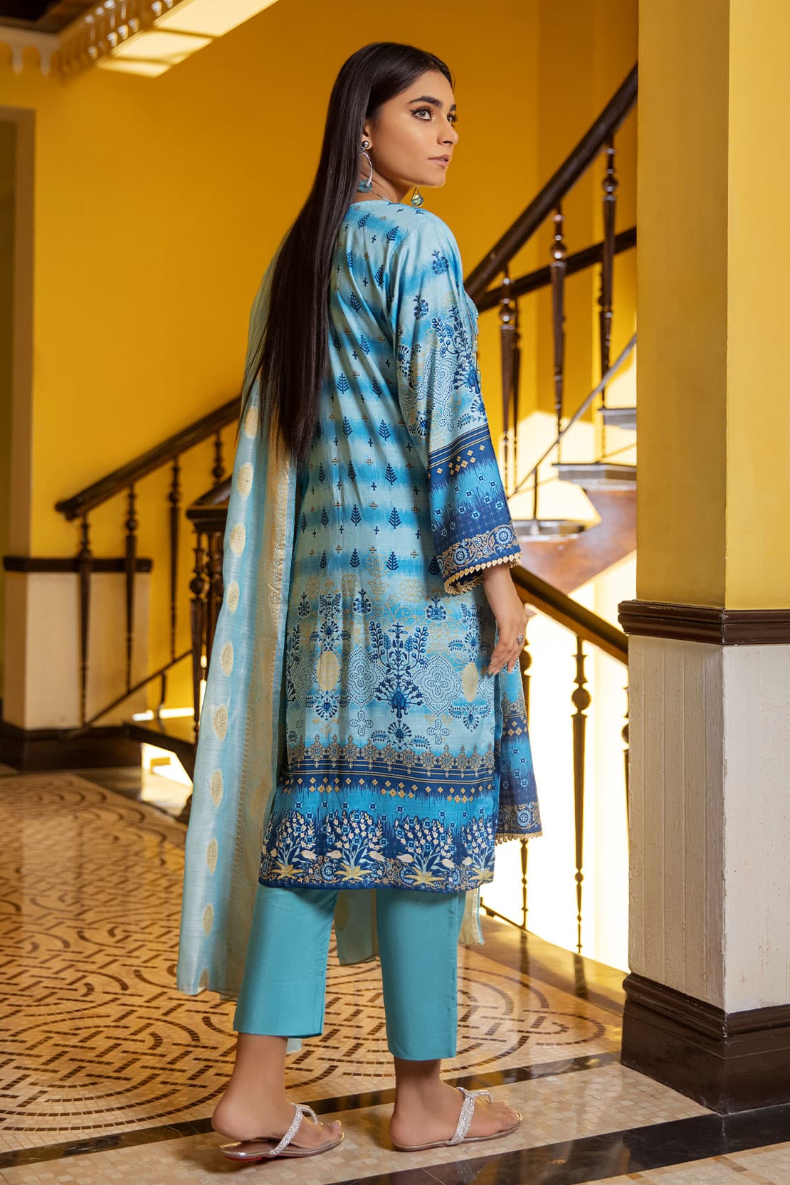 3 Piece - Embroidered Slub Linen - 7088