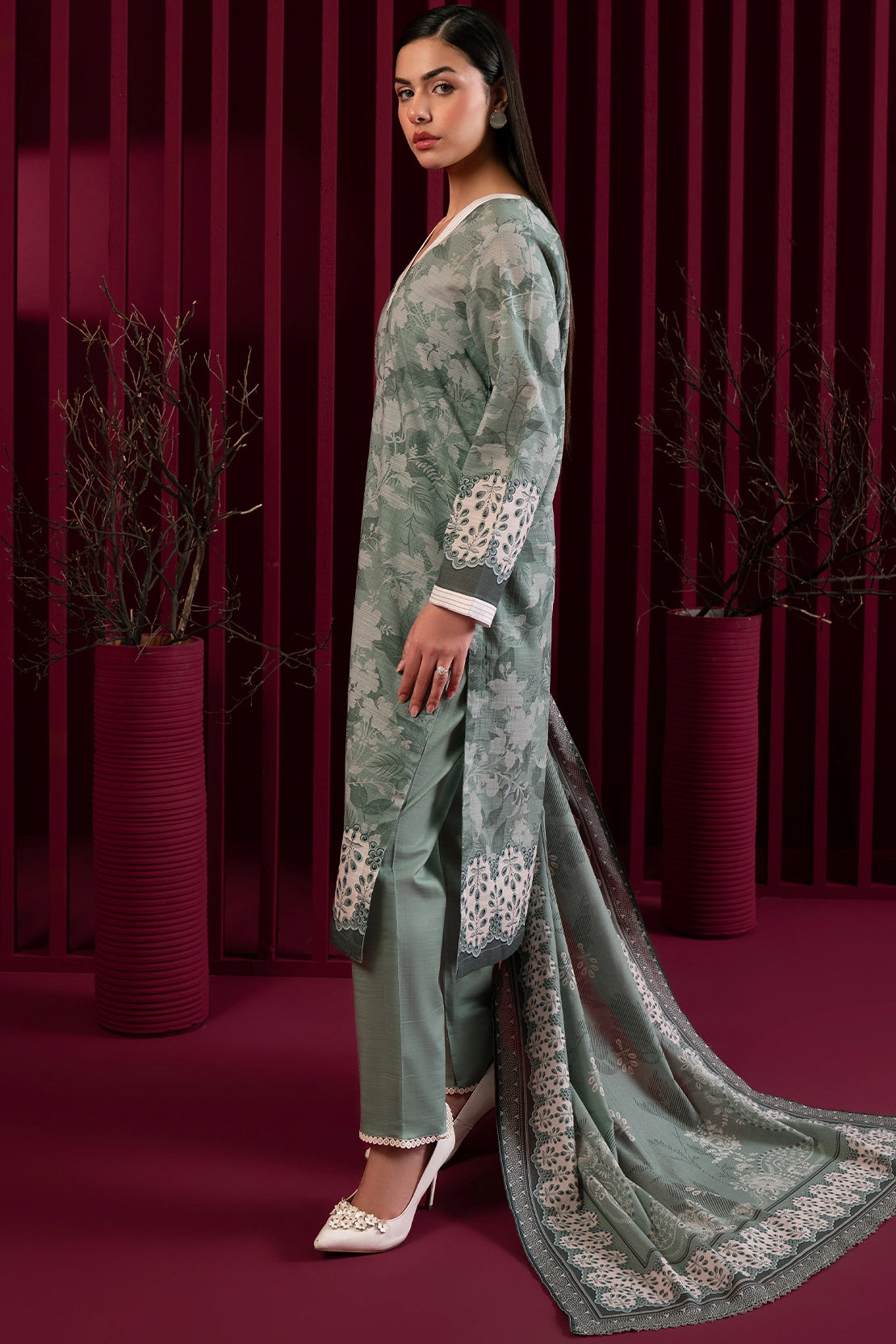 3 Piece - Digitally Printed Khaddar - 1017