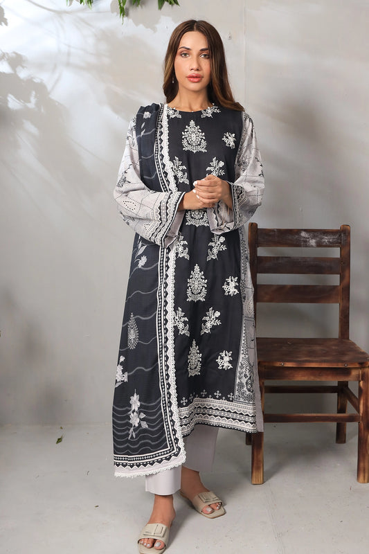 3 PIECE - PREMIUM EMBROIDERED LAWN - 9100