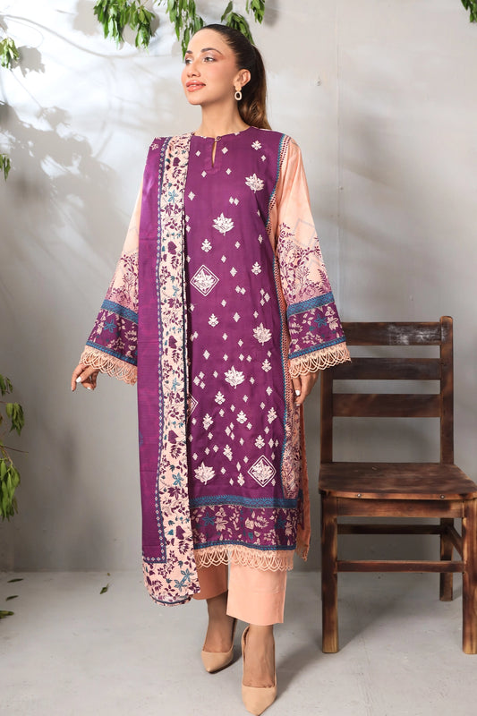 3 PIECE - PREMIUM EMBROIDERED LAWN - 9094