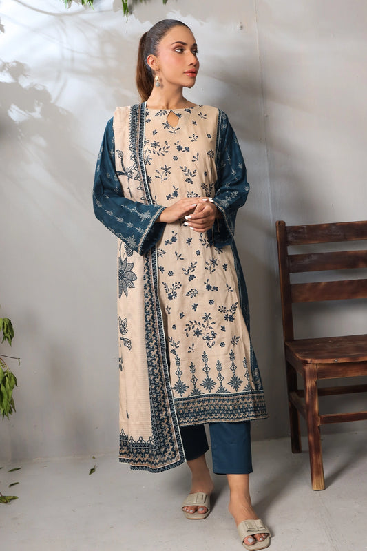 3 PIECE - PREMIUM EMBROIDERED LAWN - 9096