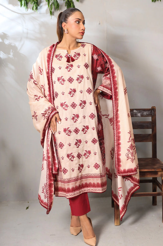 3 PIECE - PREMIUM EMBROIDERED LAWN - 9098