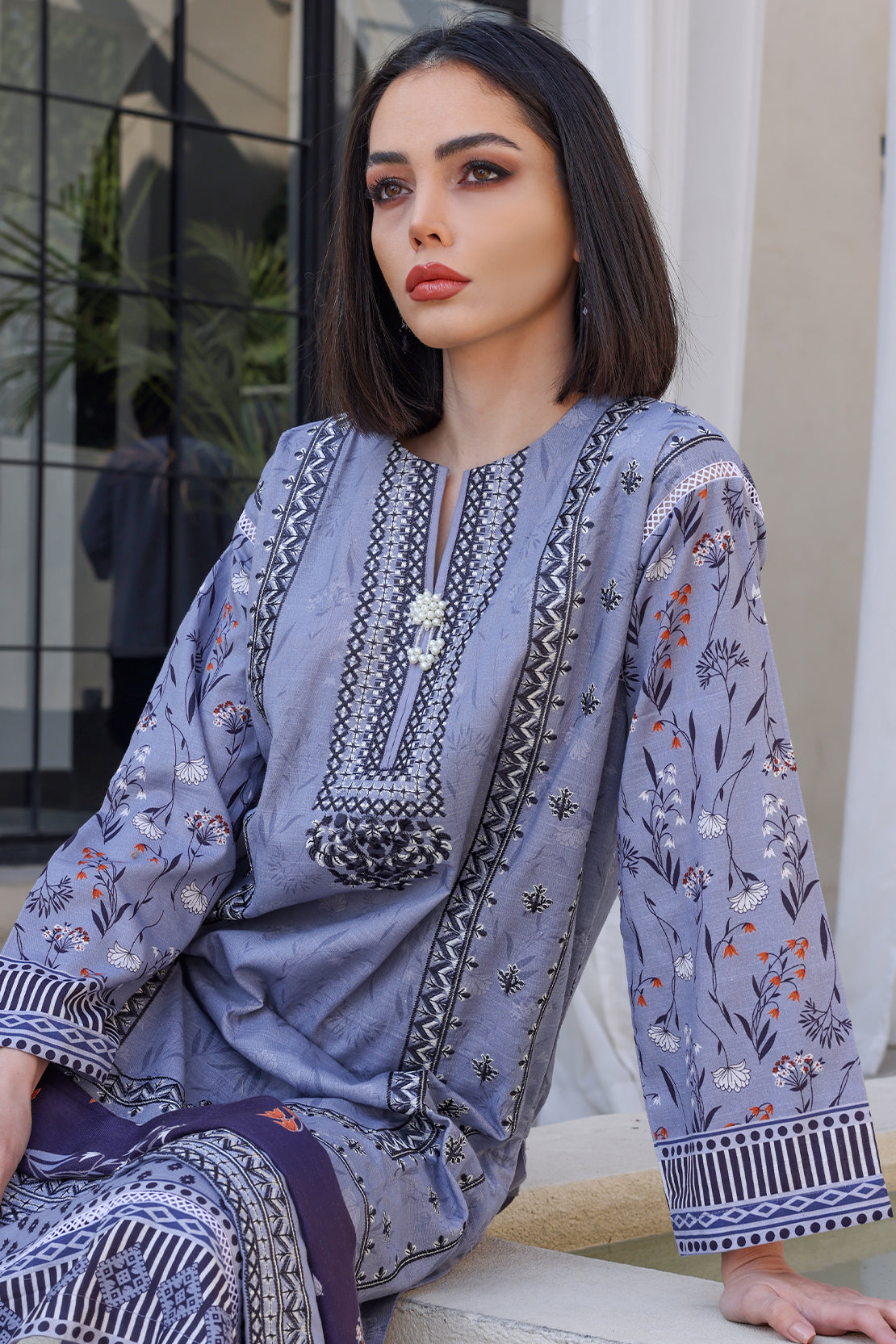 3 PIECE - PREMIUM EMBROIDERED KHADDAR - 8351