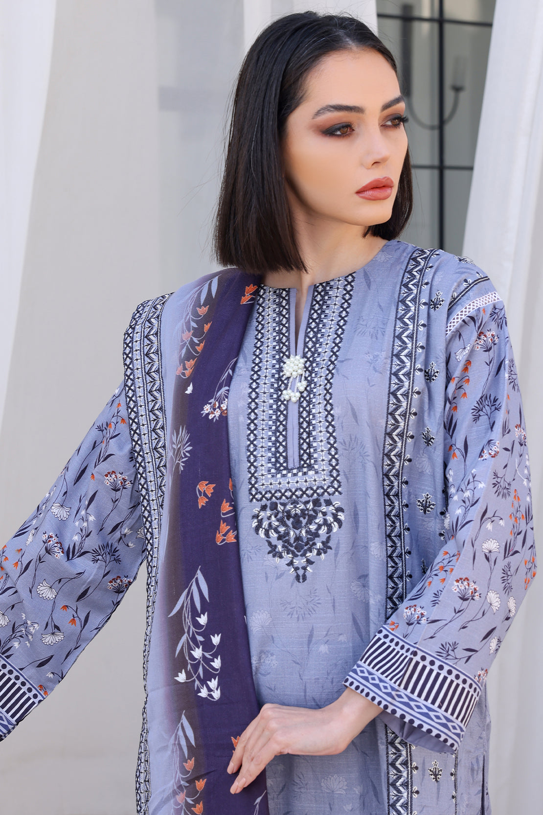 3 PIECE - PREMIUM EMBROIDERED KHADDAR - 8351