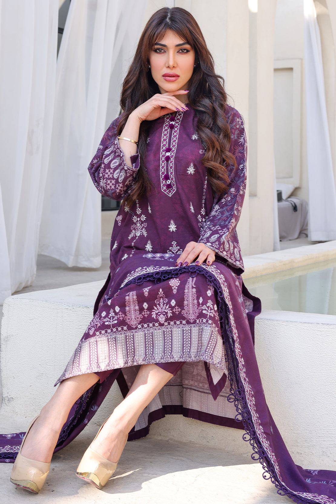 3 PIECE - PREMIUM EMBROIDERED KHADDAR - 8354