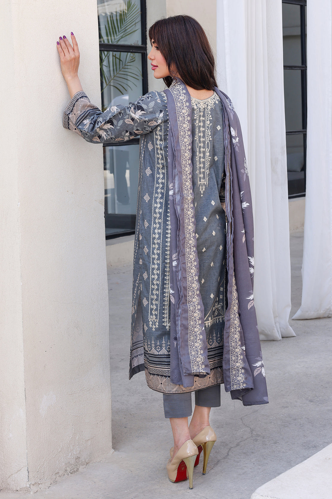 3 PIECE - PREMIUM EMBROIDERED KHADDAR - 8359