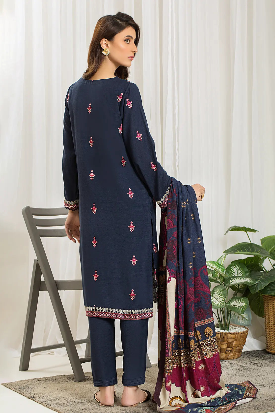 3 Piece - Luxury Embroidered Peach - 801