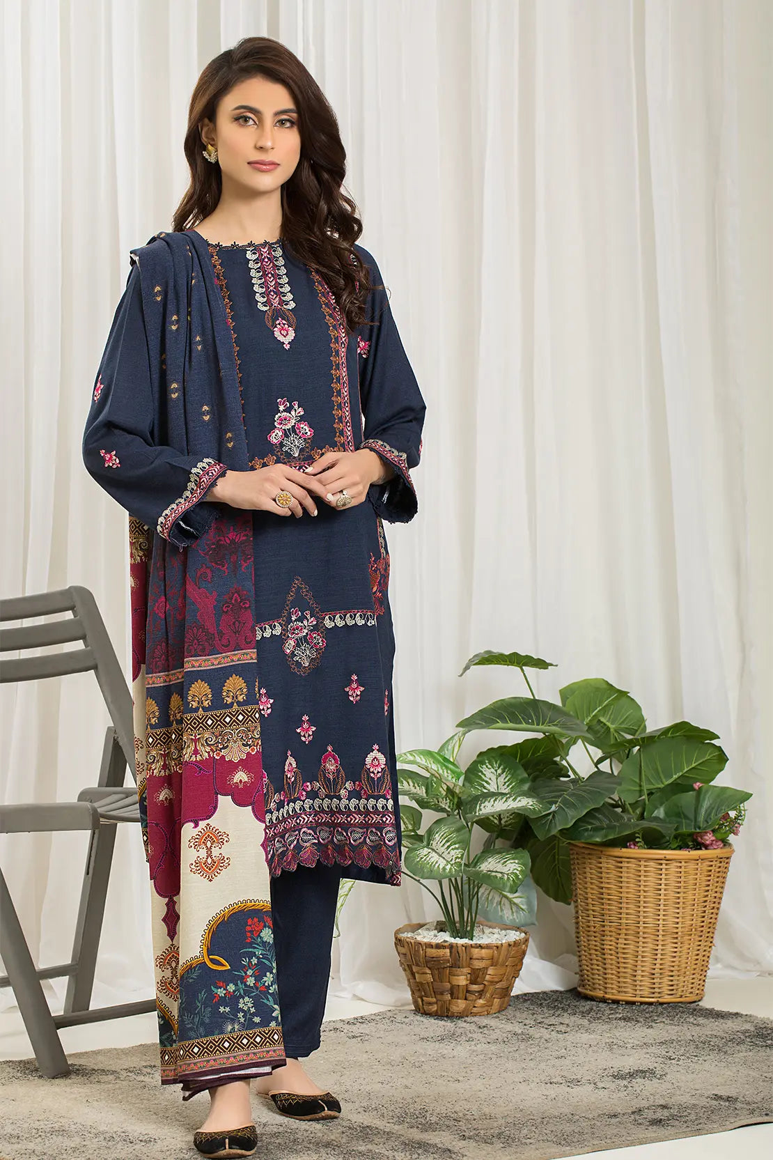 3 Piece - Luxury Embroidered Peach - 801