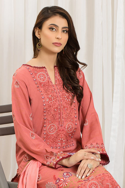 3 Piece - Luxury Embroidered Peach - 806