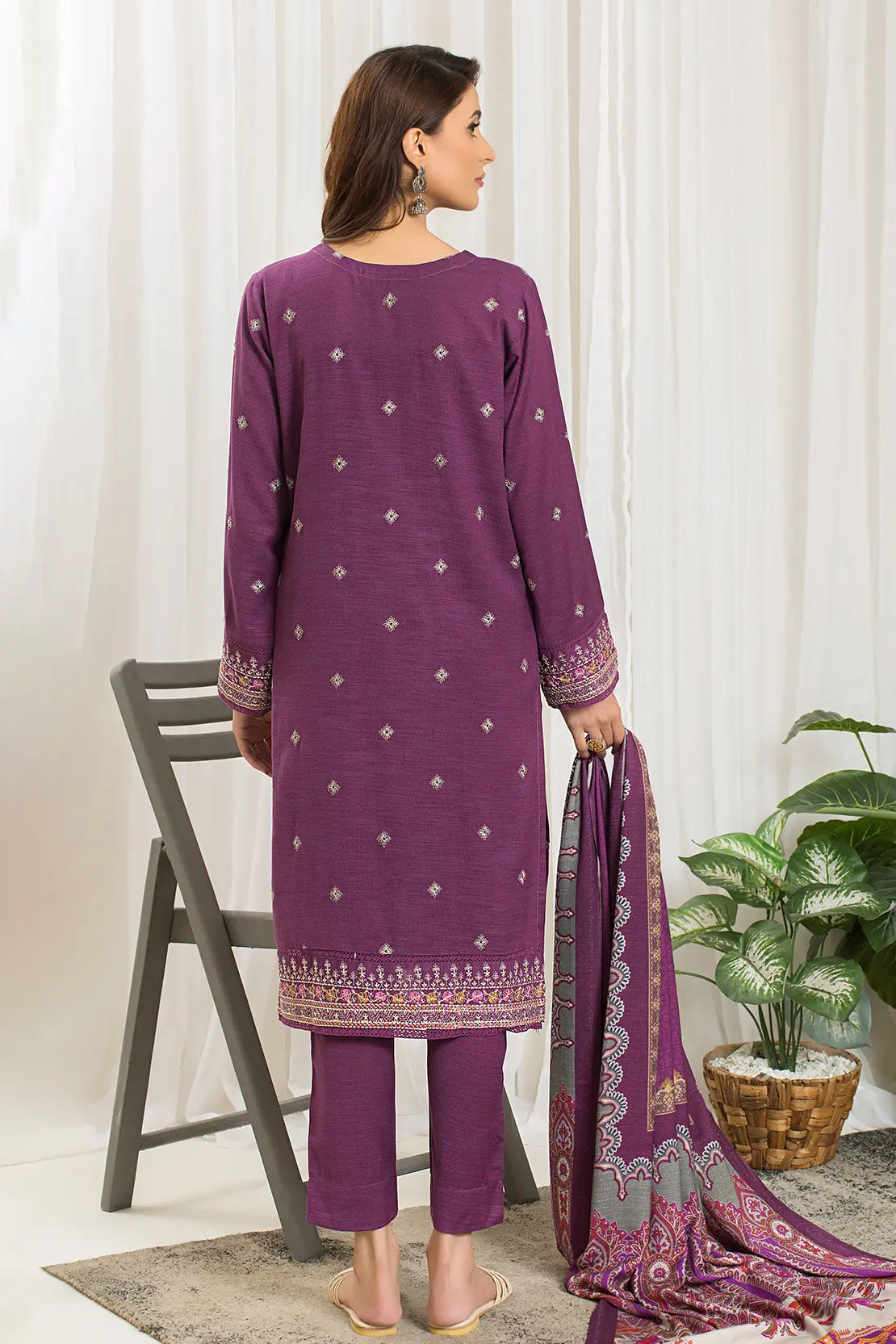 3 Piece - Luxury Embroidered Peach - 807