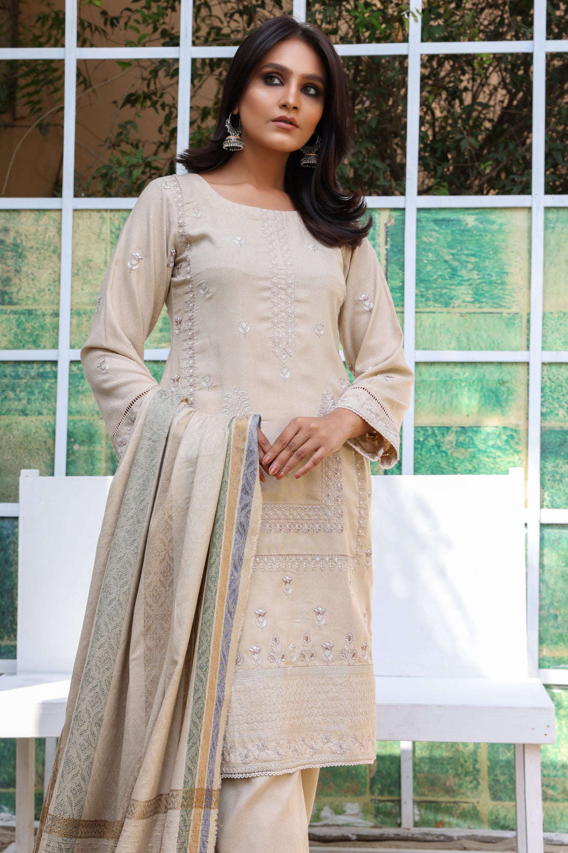 3 PIECE - PREMIUM EMBROIDERED PEACH - 702